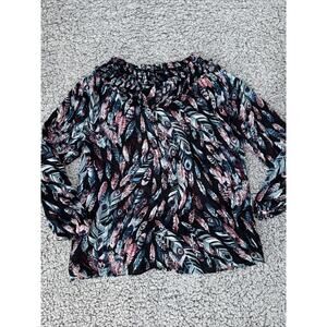 Talbots L BoHo Peasant Style Blouse Top Tunic Lightweight Cotton Spring Summer